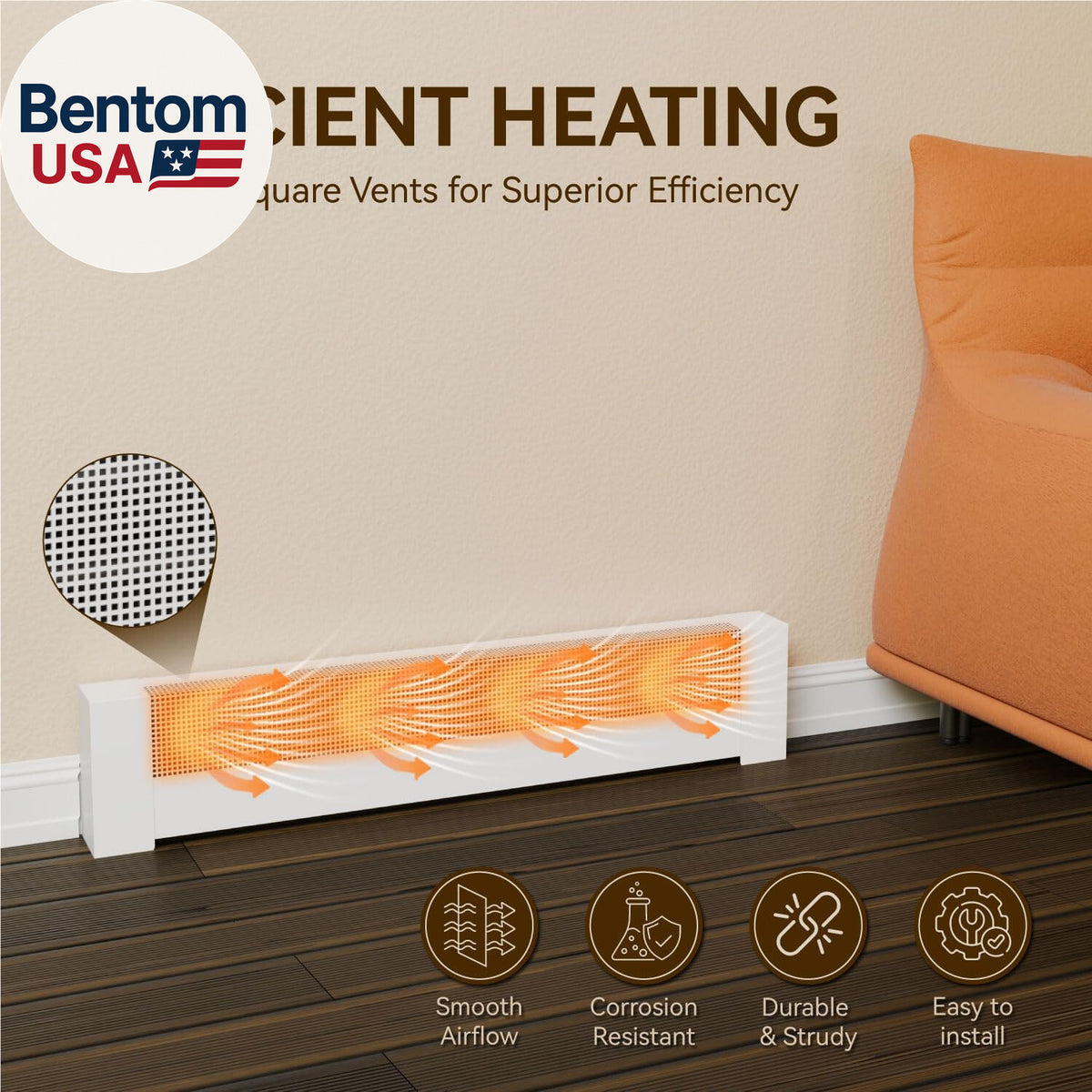 4Ft Galvanized Steel Easy Slip-On Baseboard Heater Cover with Left and Right End