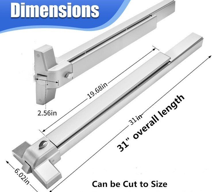 suermany 31 Inch Painted Aluminum Panic Bars for Exit Doors - Push No handle