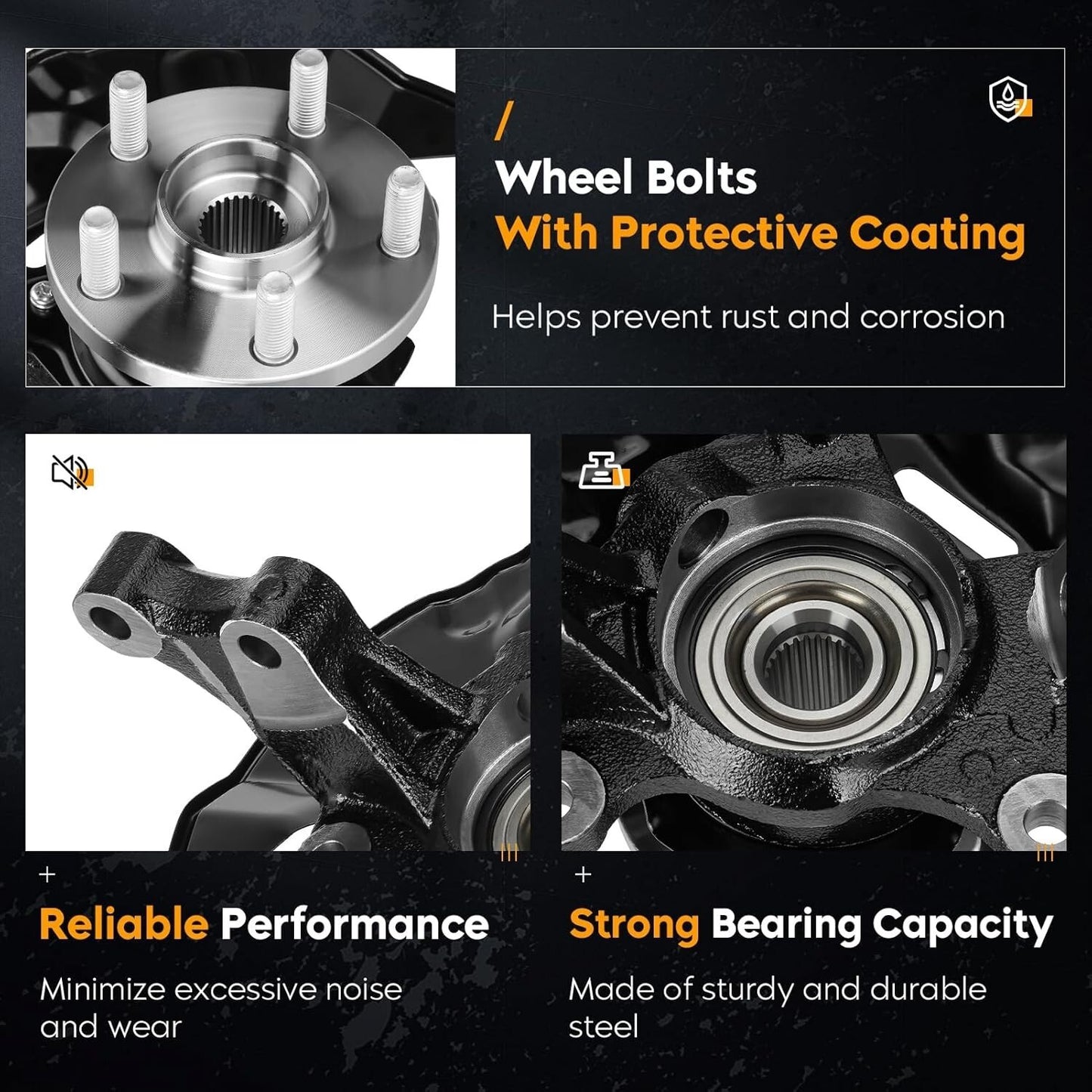 Steering Knuckles & Wheel Bearing Hub Assembly Left Right Fit for Toyota Corolla
