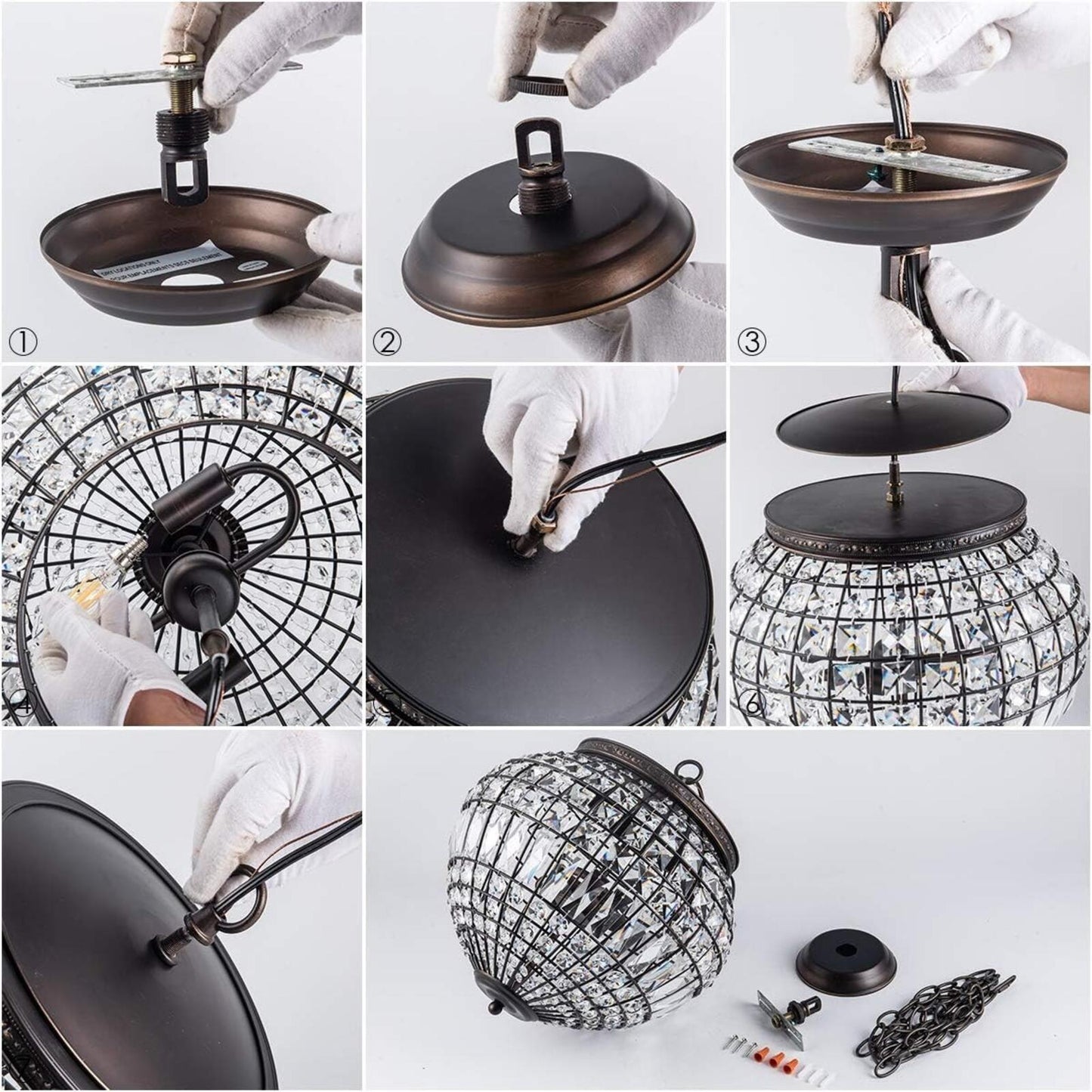 Vintage K9 Crystals Chandelier Classic Pendant Light Fixture for Living Room