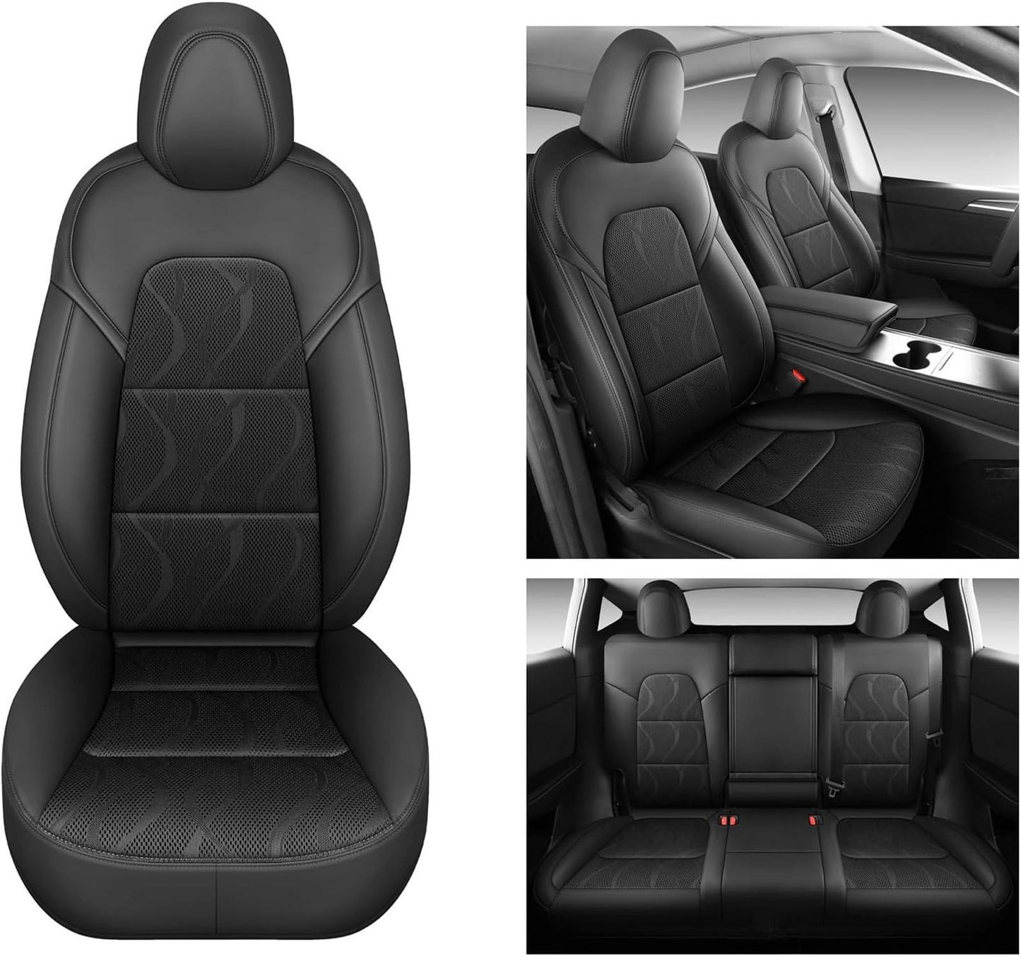 Tesla Model Y Seat Cover Full Set, Faux Leather Tesla Car Seat Cover