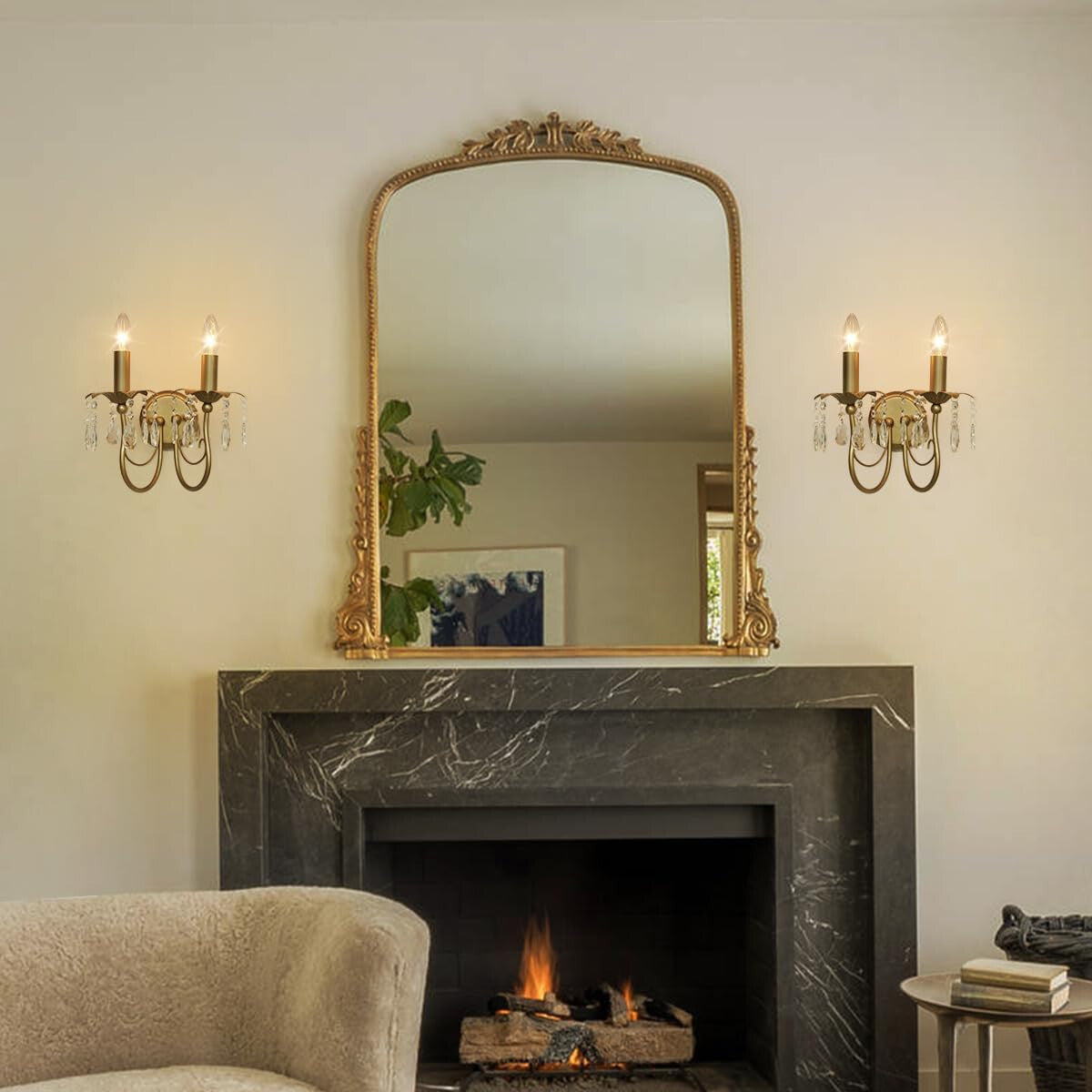 Crystal Wall Sconce Vintage Candle Wall Sconces Gold Wall Lamp Antique Sconces H