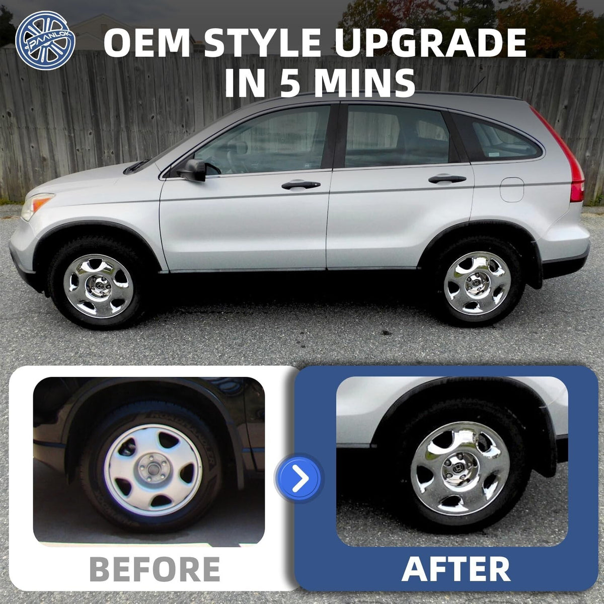 17 Inch Wheel Skins for 2007-2011 Honda CR-V LX, Fits OEM Steel Wheel #42700-...