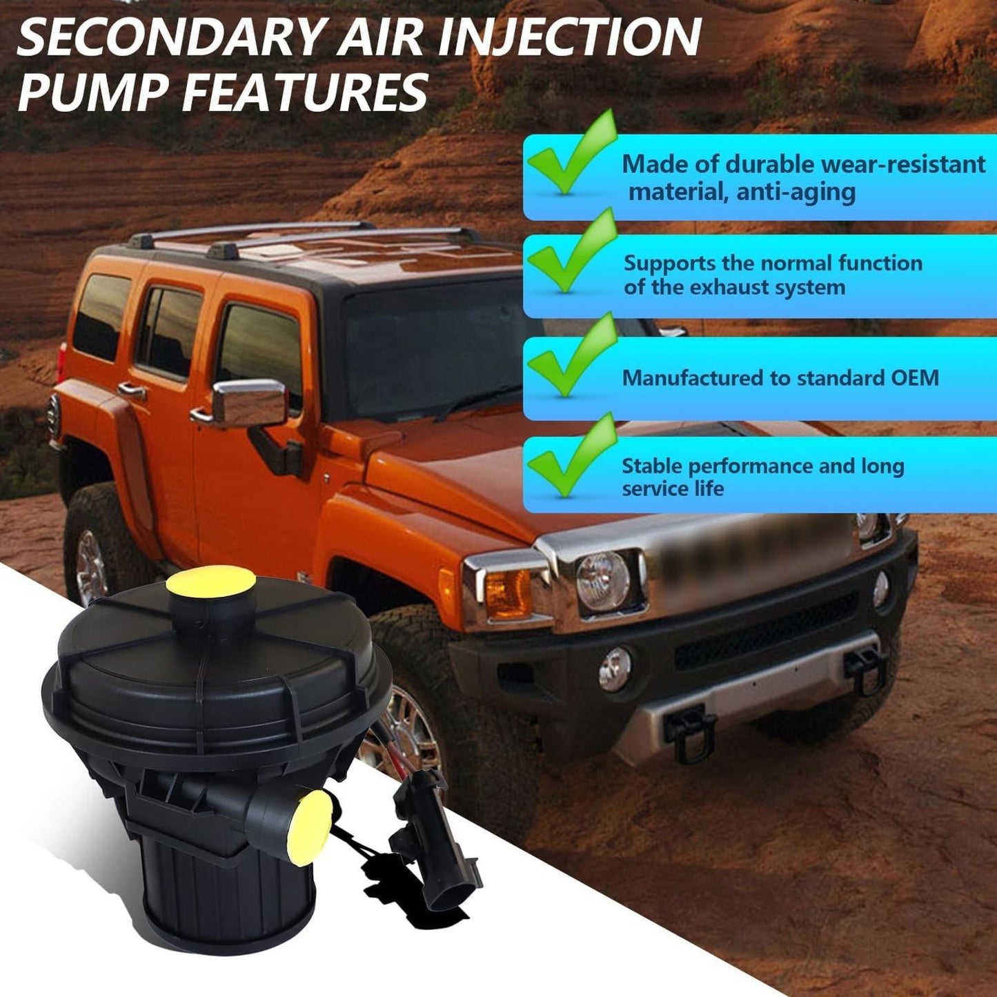 Secondary Air Injection Pump Smog Pump for 2007-2012 Hummer H3 2010 H3T 3.7L