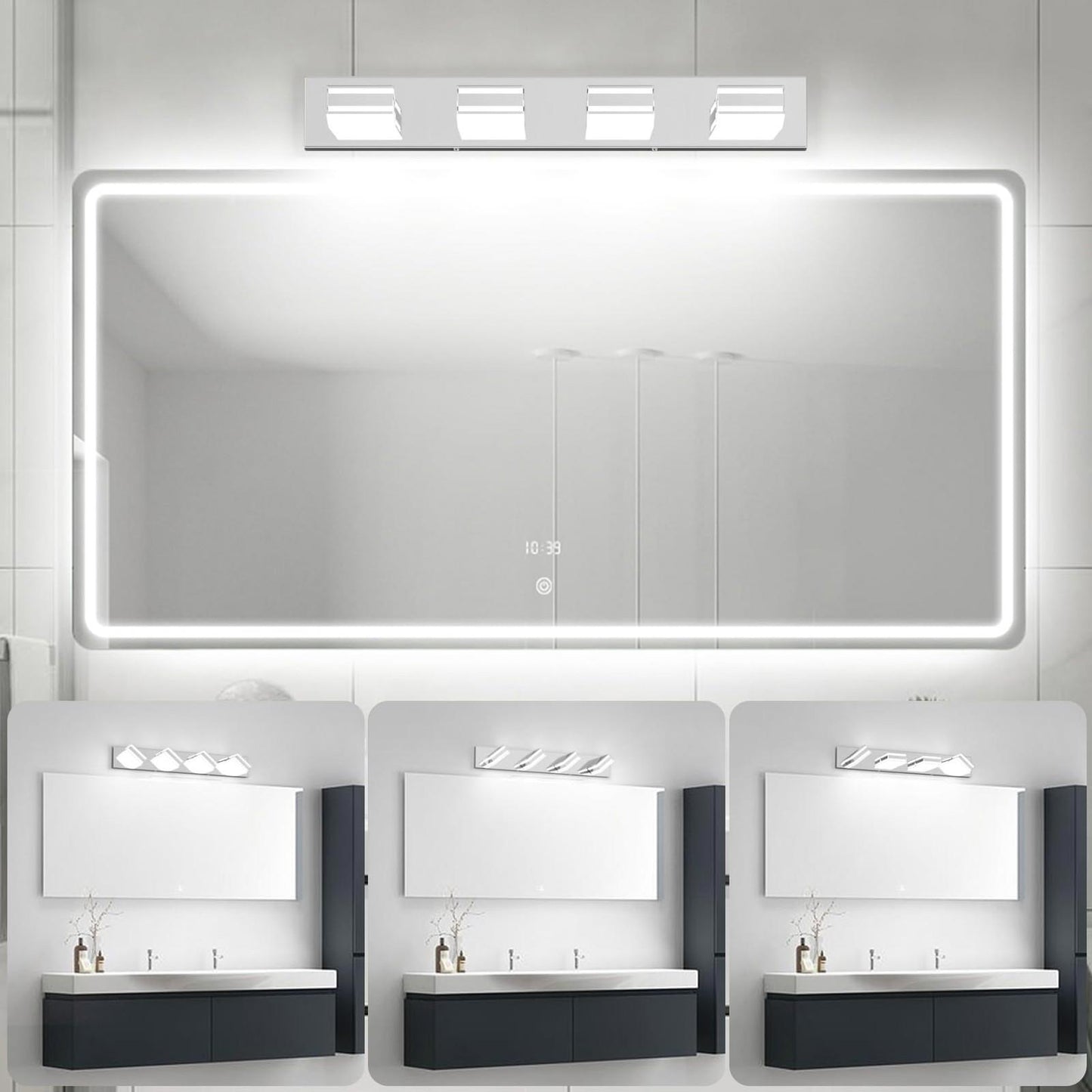 Ralbay Modern Chrome Vanity Light for Bathroom 4-Light 30inch 30 inch,