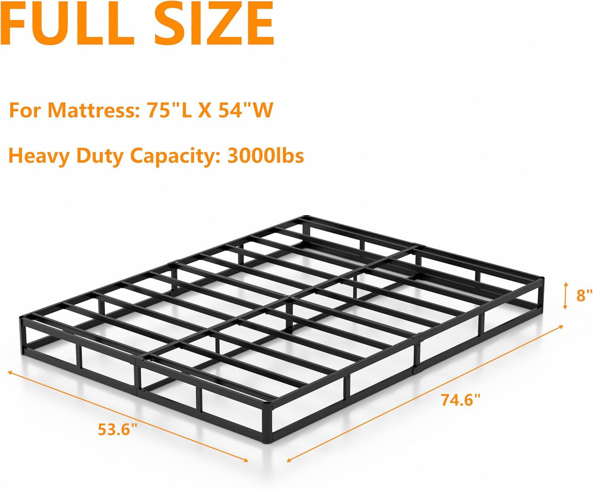Heavy Duty 8" Full Size Box Spring - Metal Mattress Foundation, Easy Assembly