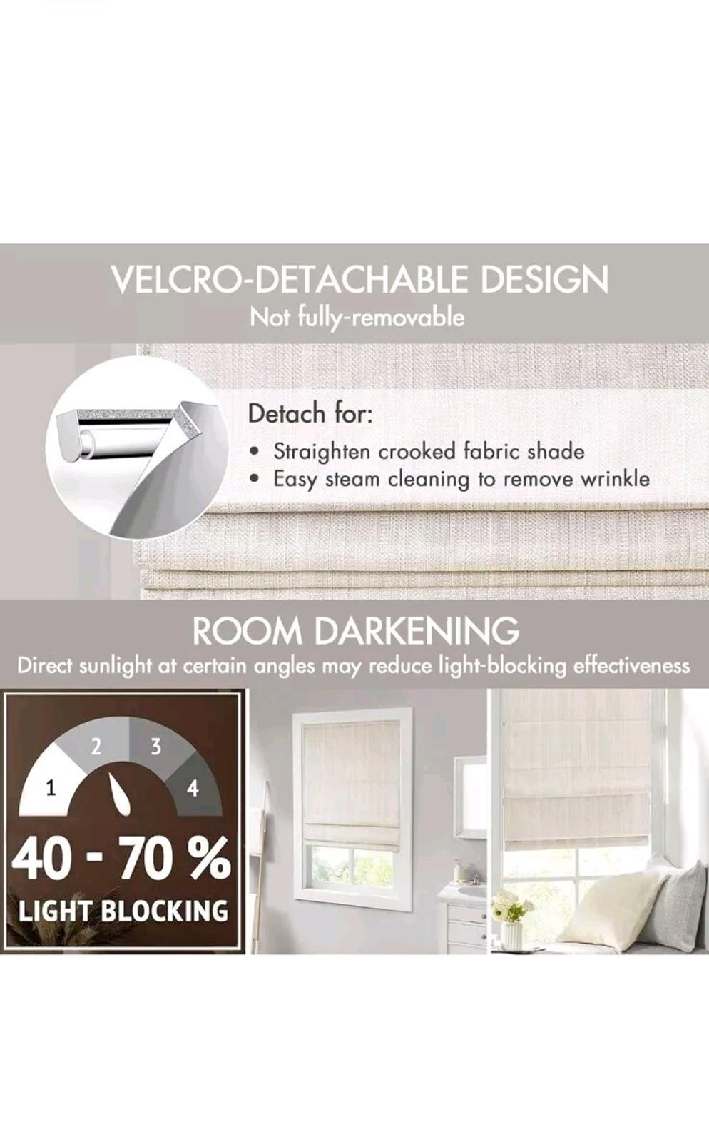 34" x 64 Madison Park Cordless Roman Shades Energy Efficient  Darkening Window