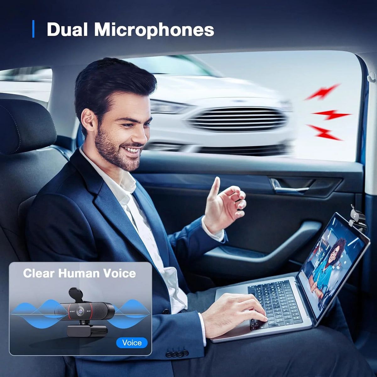 C960 4K Webcam for PC, PDAF Auto Focus, Dual Omni Mics, 73° FOV