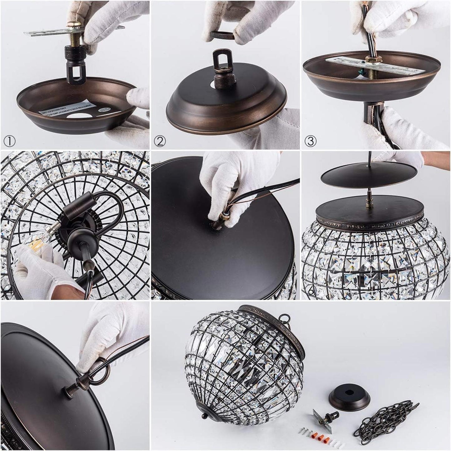 Vintage K9 Crystals Chandelier Classic Pendant Light Fixture for Living Room