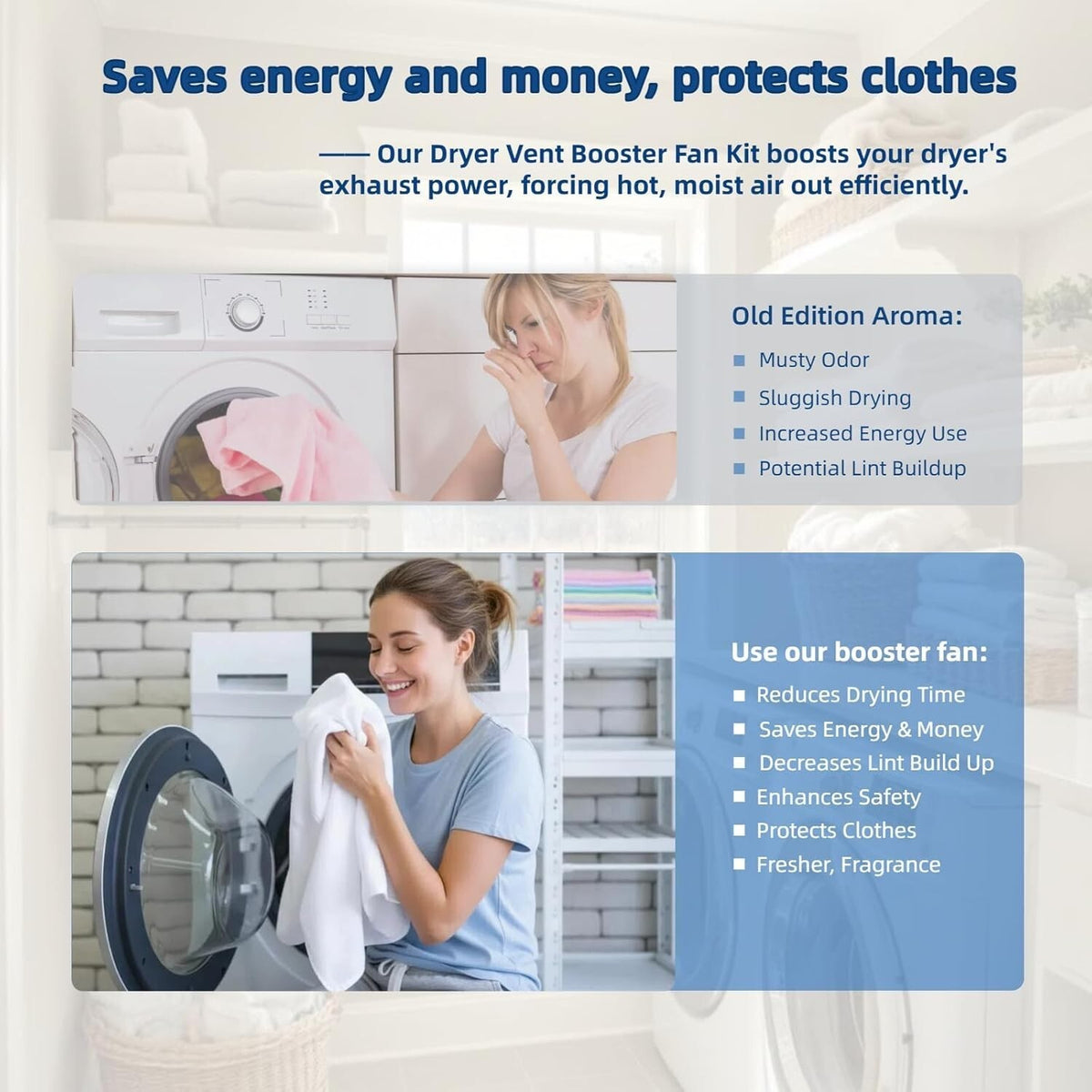 M-4DBT Automatic Dryer Vent Booster Exhaust Fan for Clothes Dryers Vent Duct 4"