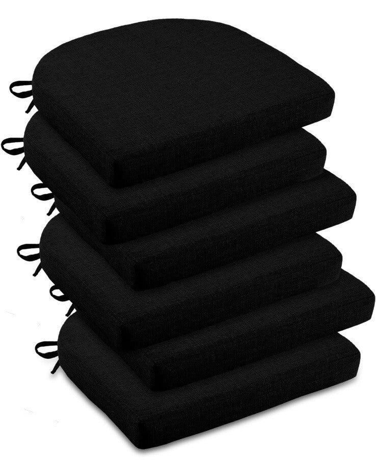 Chair Cushions for Dining Chairs Set of 6, Non Slip Kitchen Chair 6 Pack Black