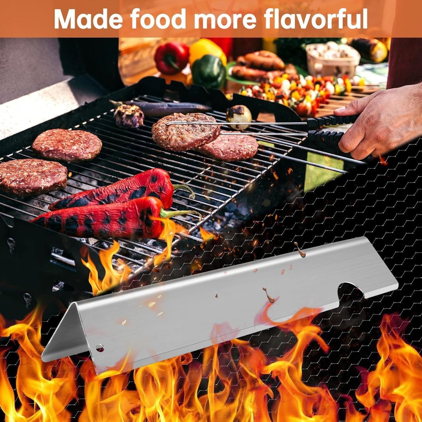 Stainless Steel Grill Flavorizer Bar Heat Plates with 2 Pack Grates BBQ Gas Gril