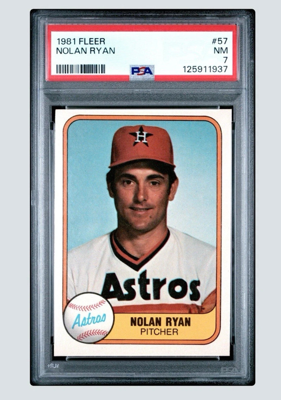 1981 Fleer Nolan Ryan #57 Baseball Card Graded PSA 7 NM Hall Of Fame CLEAN