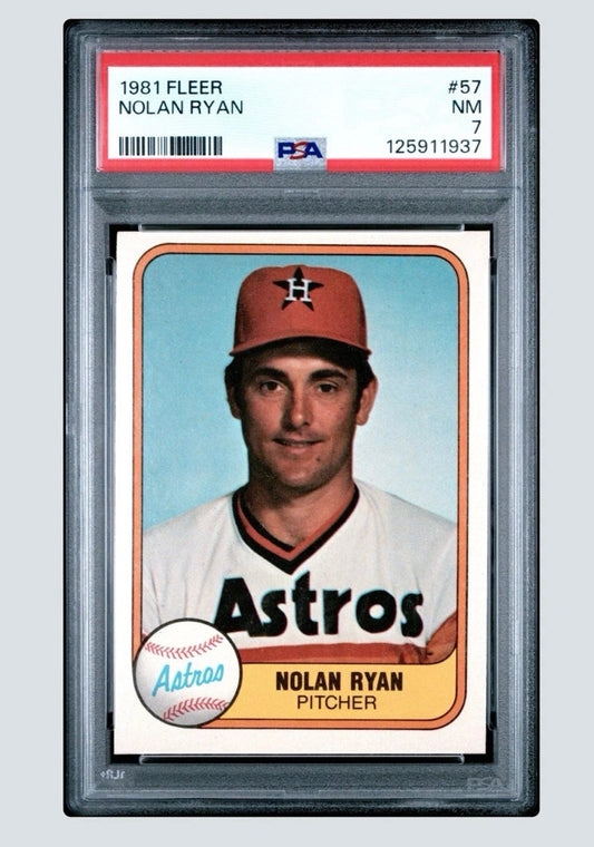 1981 Fleer Nolan Ryan #57 Baseball Card Graded PSA 7 NM Hall Of Fame CLEAN