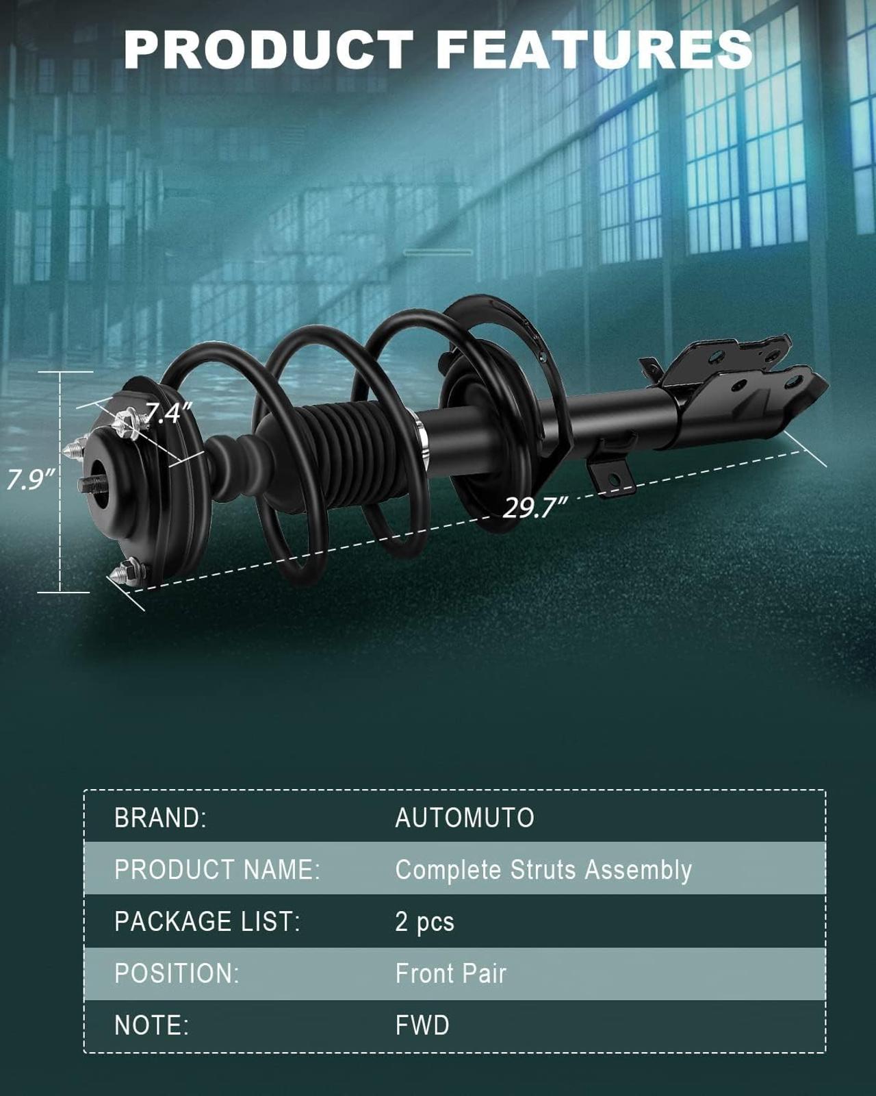 JEEP COMPASS 2007-2010 Strut Spring Assembly Front Pair Shock Absorber 172368