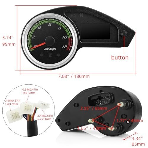 Motorcycle Speedometer Gauge Digital Speedometer for Motorcycle LCD Gauge