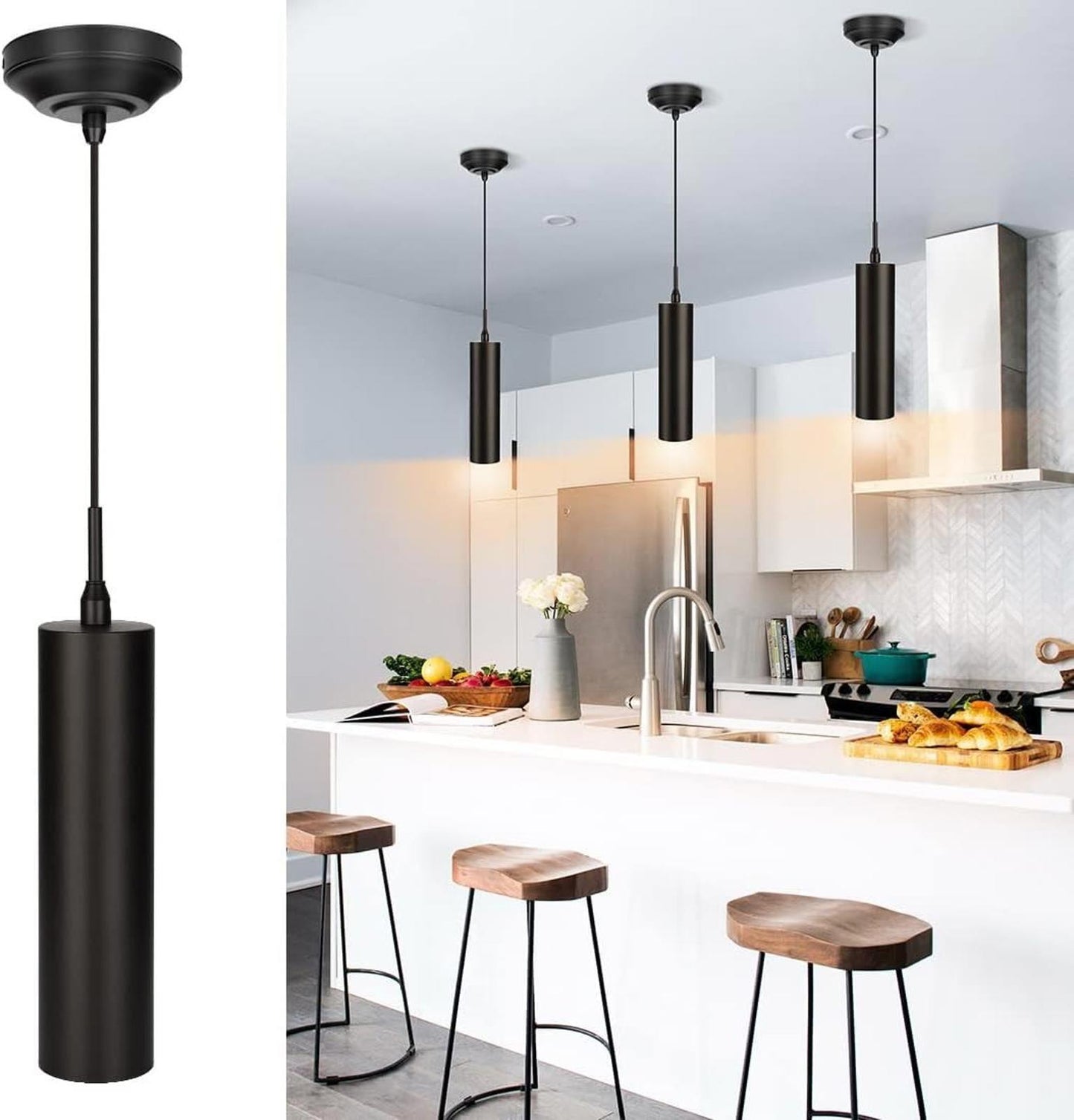 DAKASON Black Pendant Light, LED Modern Light Fixture 1 Pack,