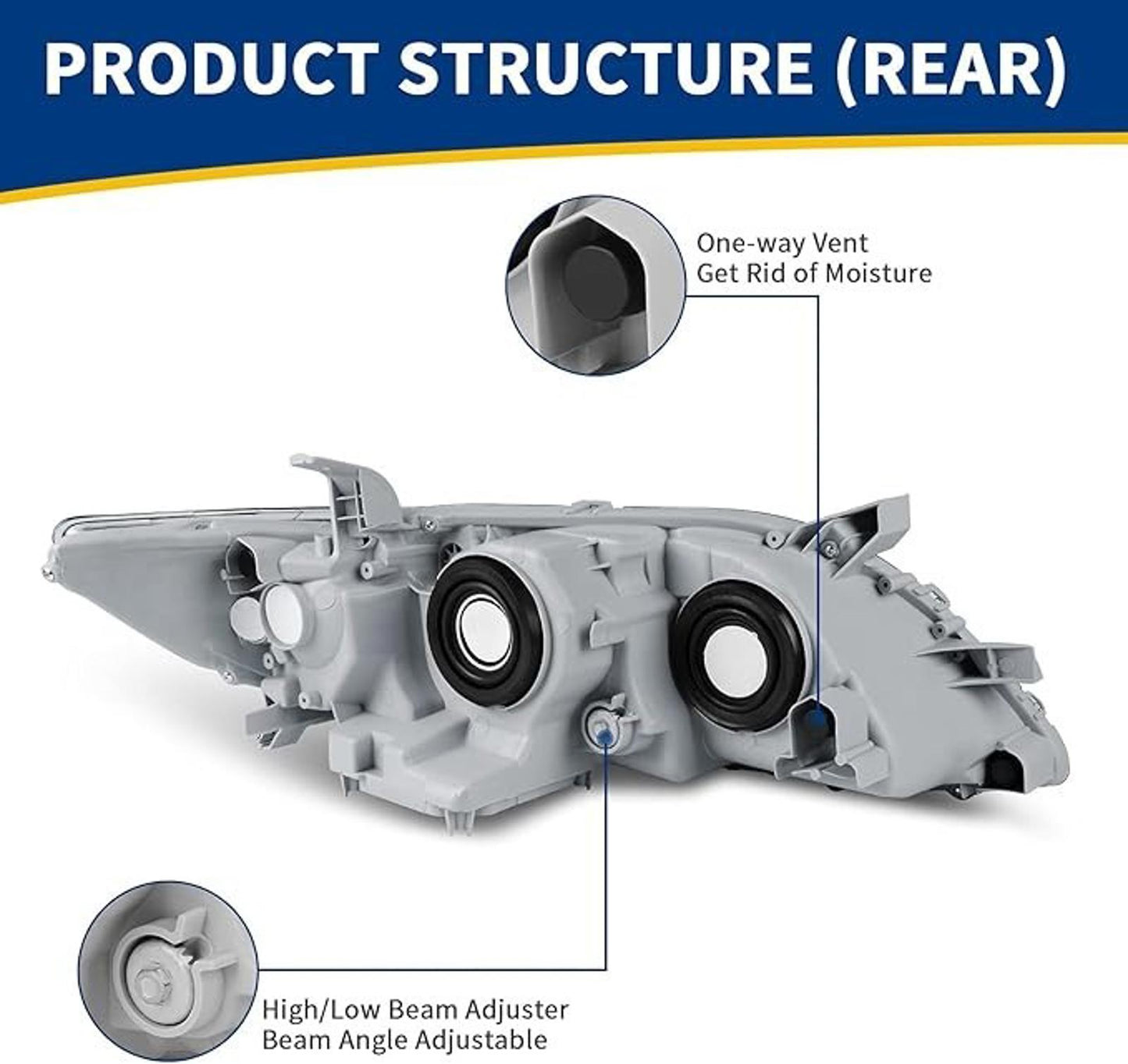 Black Housing Projector Headlights assembly 2007 2008 2009 Toyota Camry