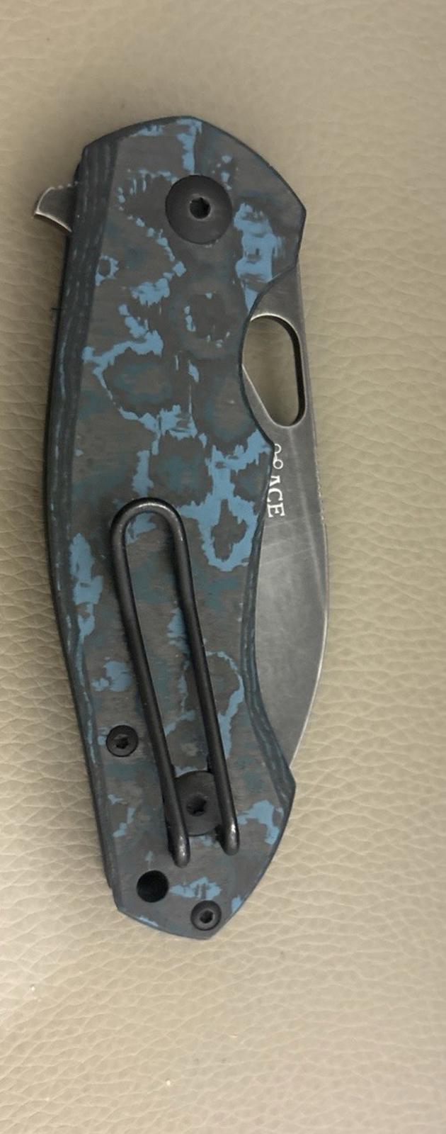 GiantMouse Ace Biblio Arctic Storm Fat Carbon Fiber M390 Blackwashed Knife GM