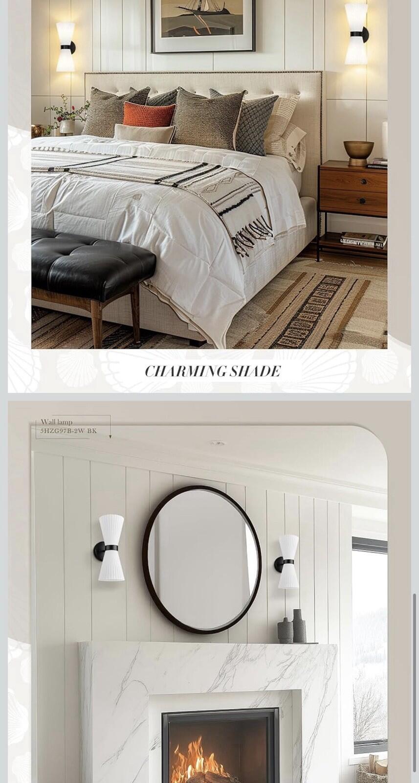 Modern Black Wall Sconce, HWH Up and Down Indoor Sconces Wall Lighting