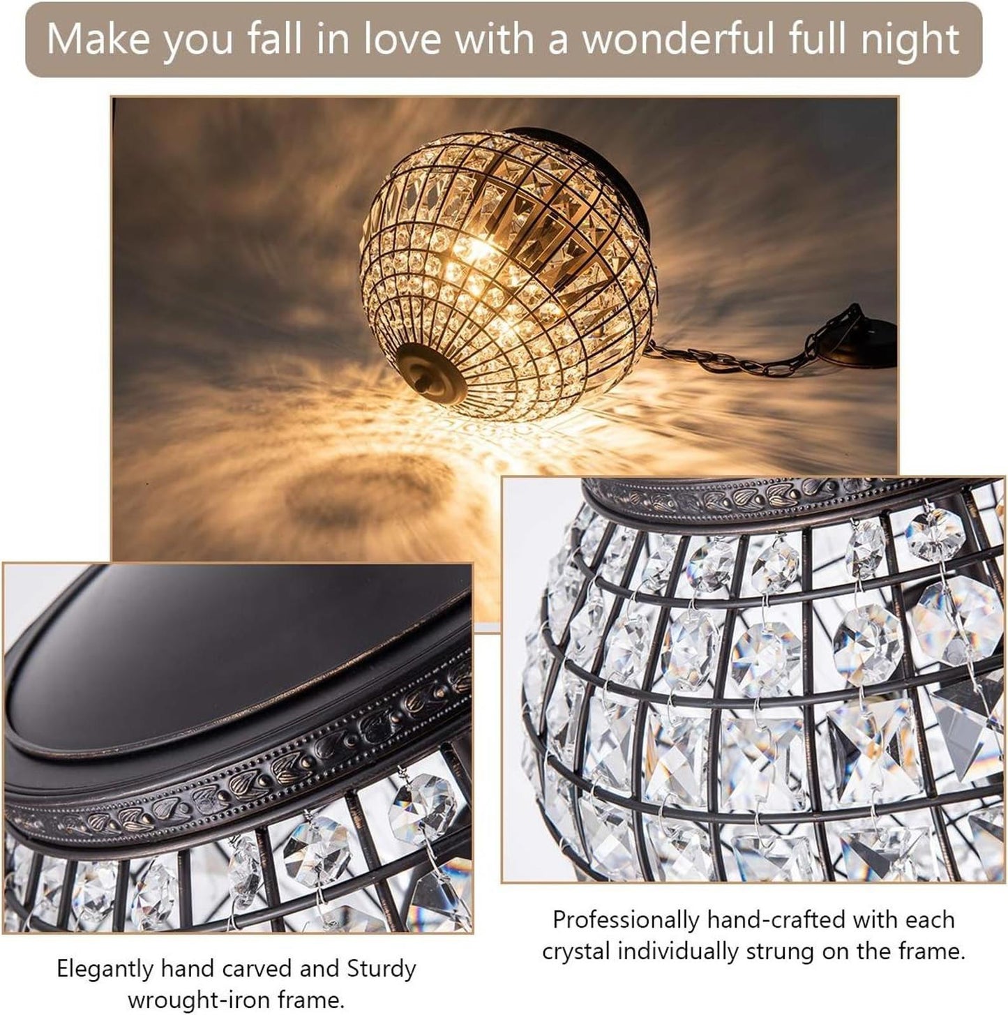 Vintage K9 Crystals Chandelier Classic Pendant Light Fixture for Living Room