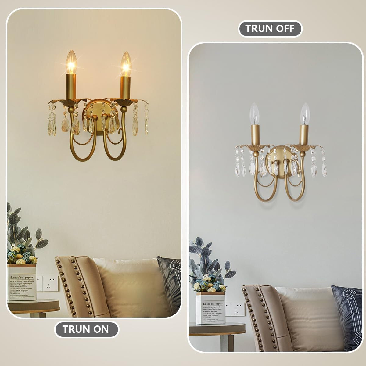 Crystal Wall Sconce Vintage Candle Wall Sconces Gold Wall Lamp Antique Sconces H