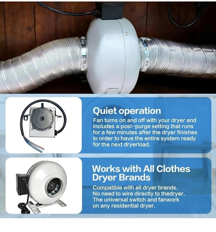 M-4DBT Automatic Dryer Duct Booster Exhaust Fan for Clothes Dryers