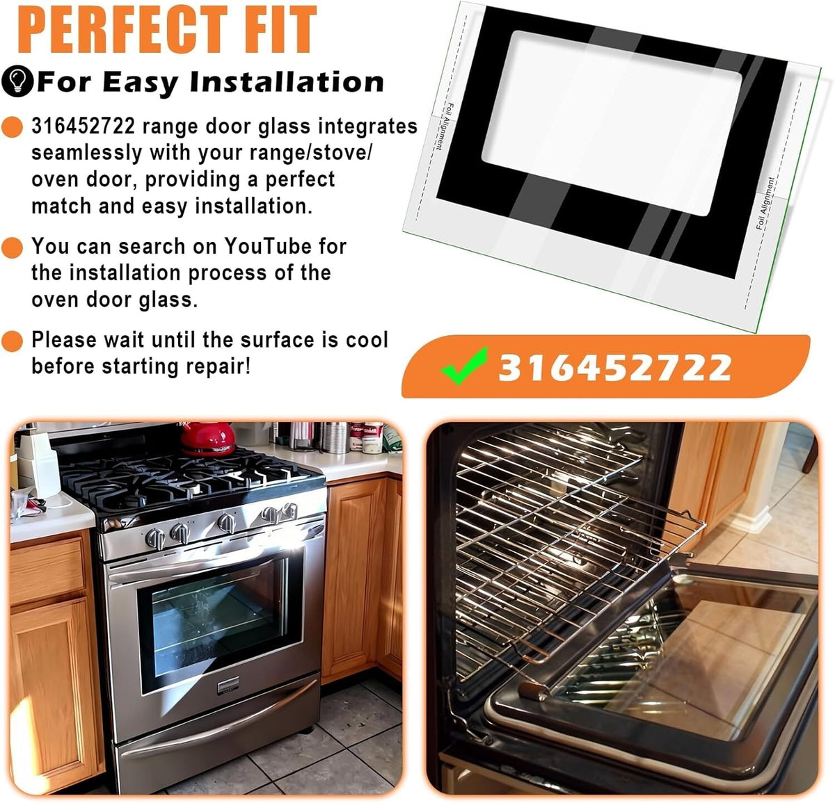316452722 Range Stove Oven Outer Door Glass Frigidaire Glass AP4433225