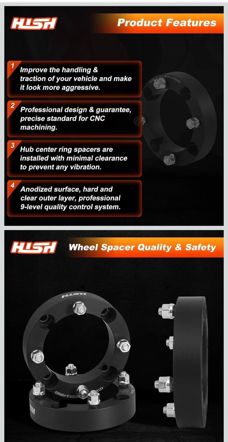 (4) 1.5" 4x156 4/156 ATV Wheel Spacers 12x1.5 For Polaris RZR XP 1000 Ranger 900