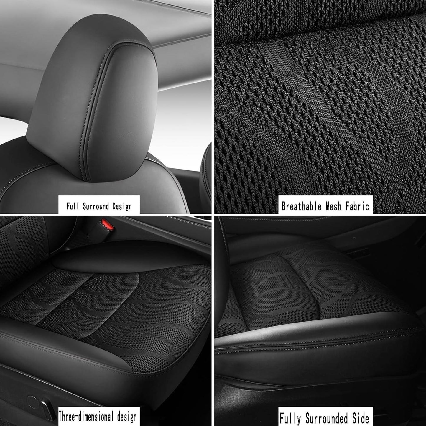 Tesla Model Y Seat Cover Full Set, Faux Leather Tesla Car Seat Cover