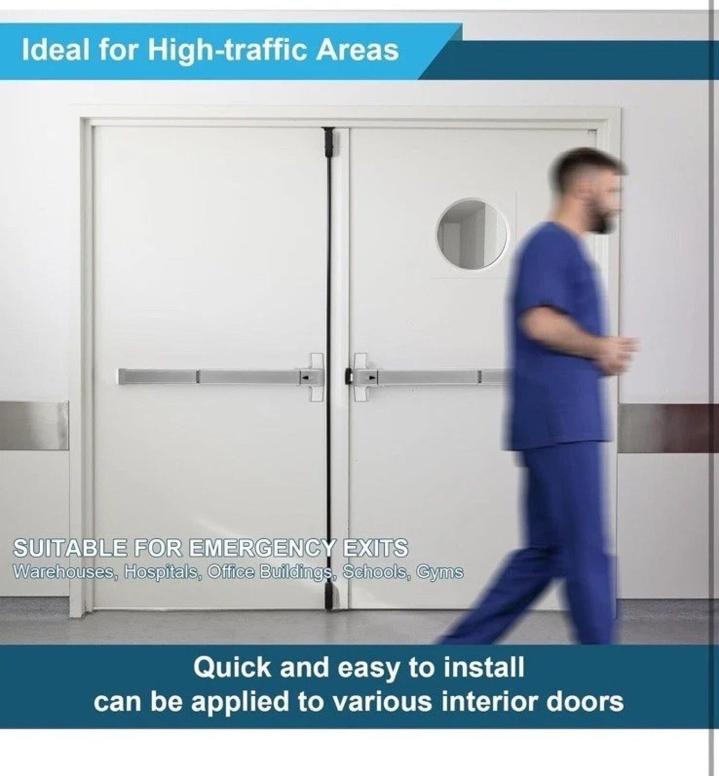 25.5" Panic Exit Device - Stainless Steel Push Bar Lock for Single/Double Doors,