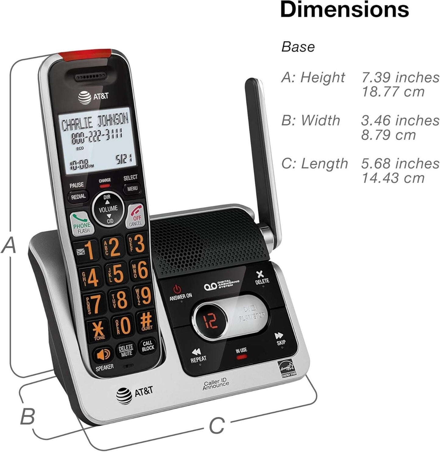 AT&T BL102 DECT 6.0 Cordless Phone for Home with Answering Machine