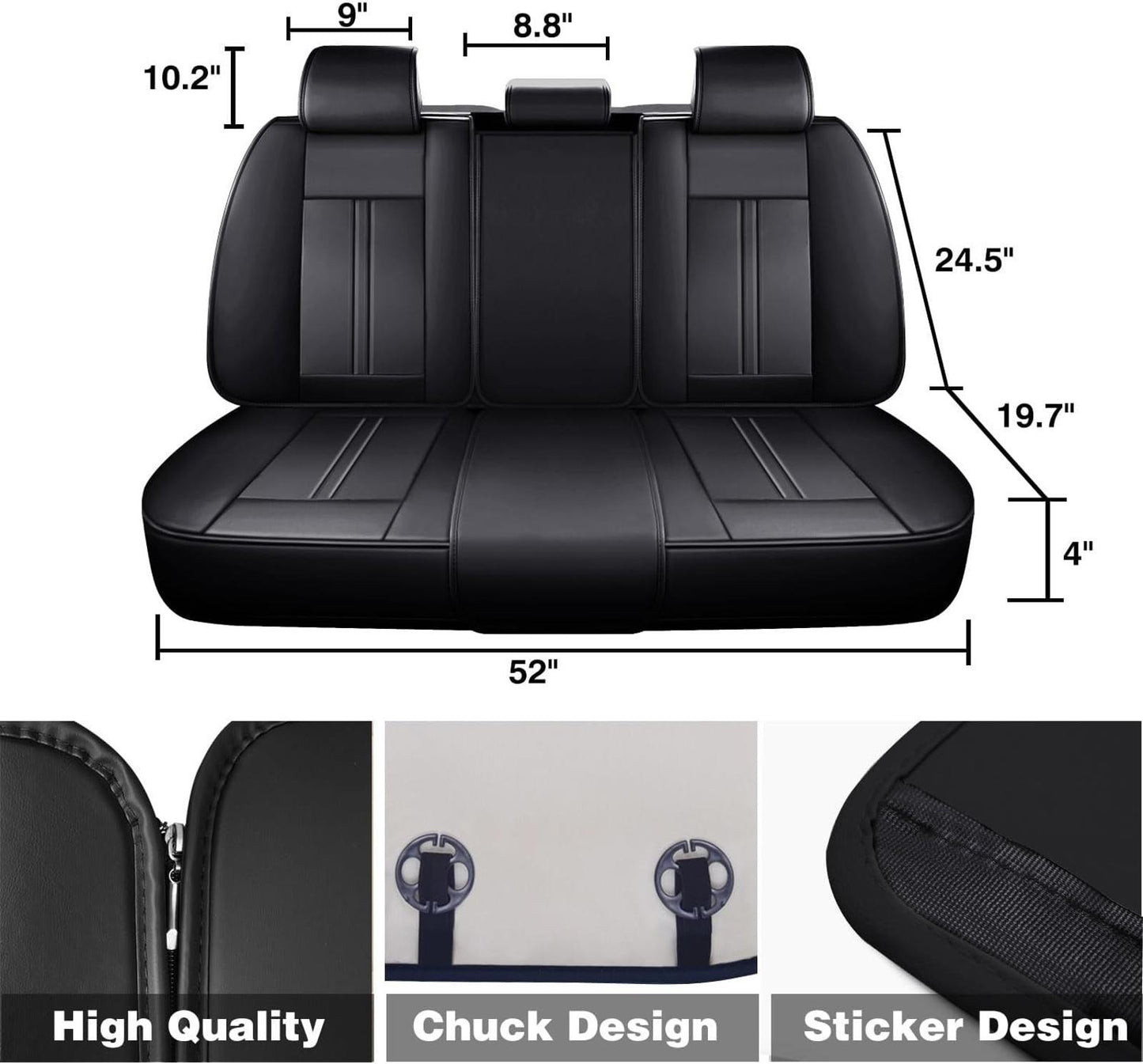 Universal Car Seat Covers 5 Seats, Nappa Leather Automotive Seat Covers Non-Slip