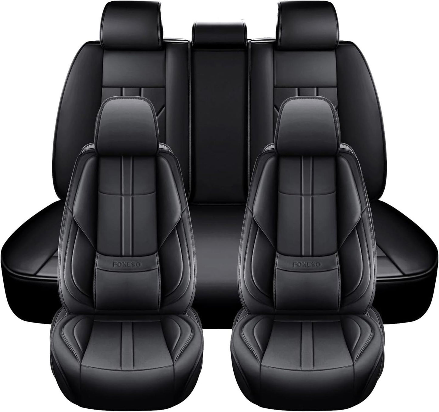 Universal Car Seat Covers 5 Seats, Nappa Leather Automotive Seat Covers Non-Slip