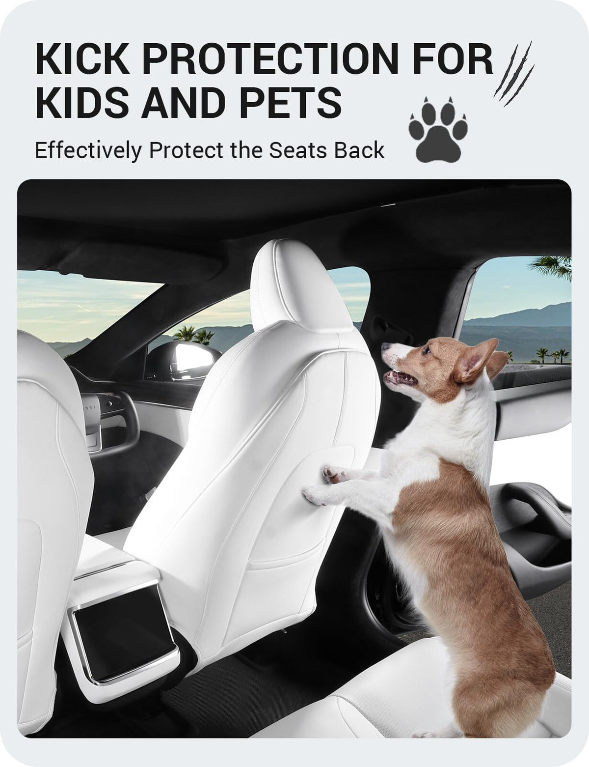 2026 Tesla Model Y(Juniper)/3/S/X Leather Seat Back Kick Protector, Backseat ...