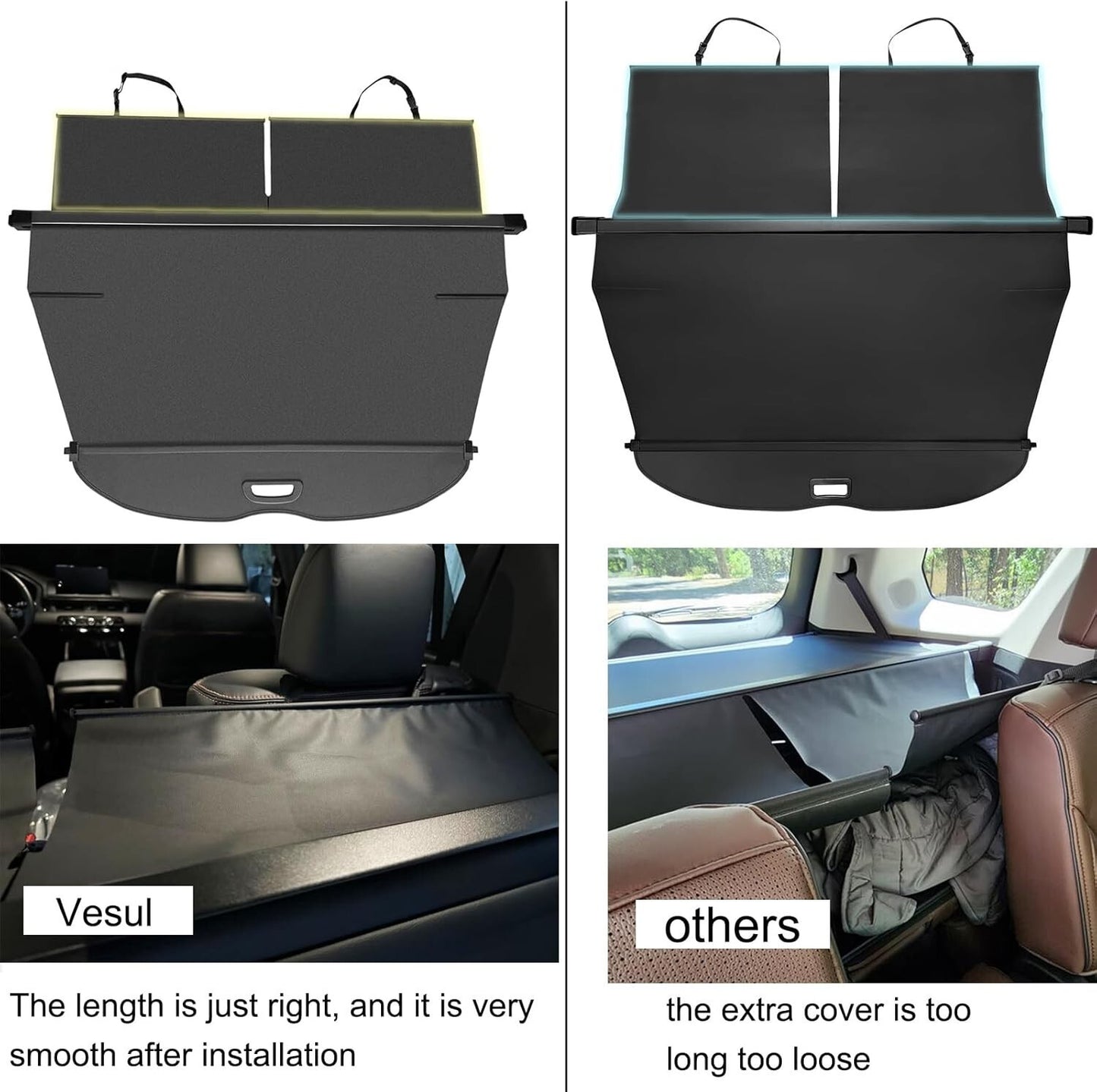 VESUL Retractable Cargo Cover Compatible with Honda Pilot 2023 2024 2025