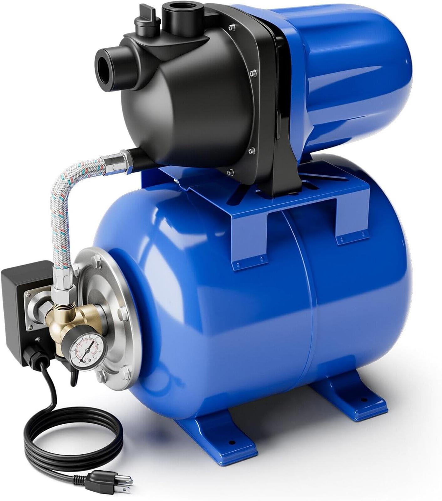 1.6 Hp Shallow Well Jet Pump With Pressure Tank 1000 GPH 164 FT Irrigation