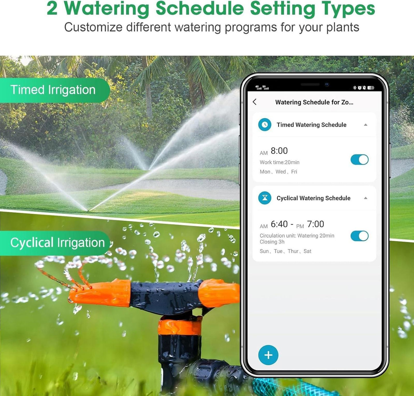 Irrigation System Controller,Smart Water Timer with 2 Outlet,for Lawns