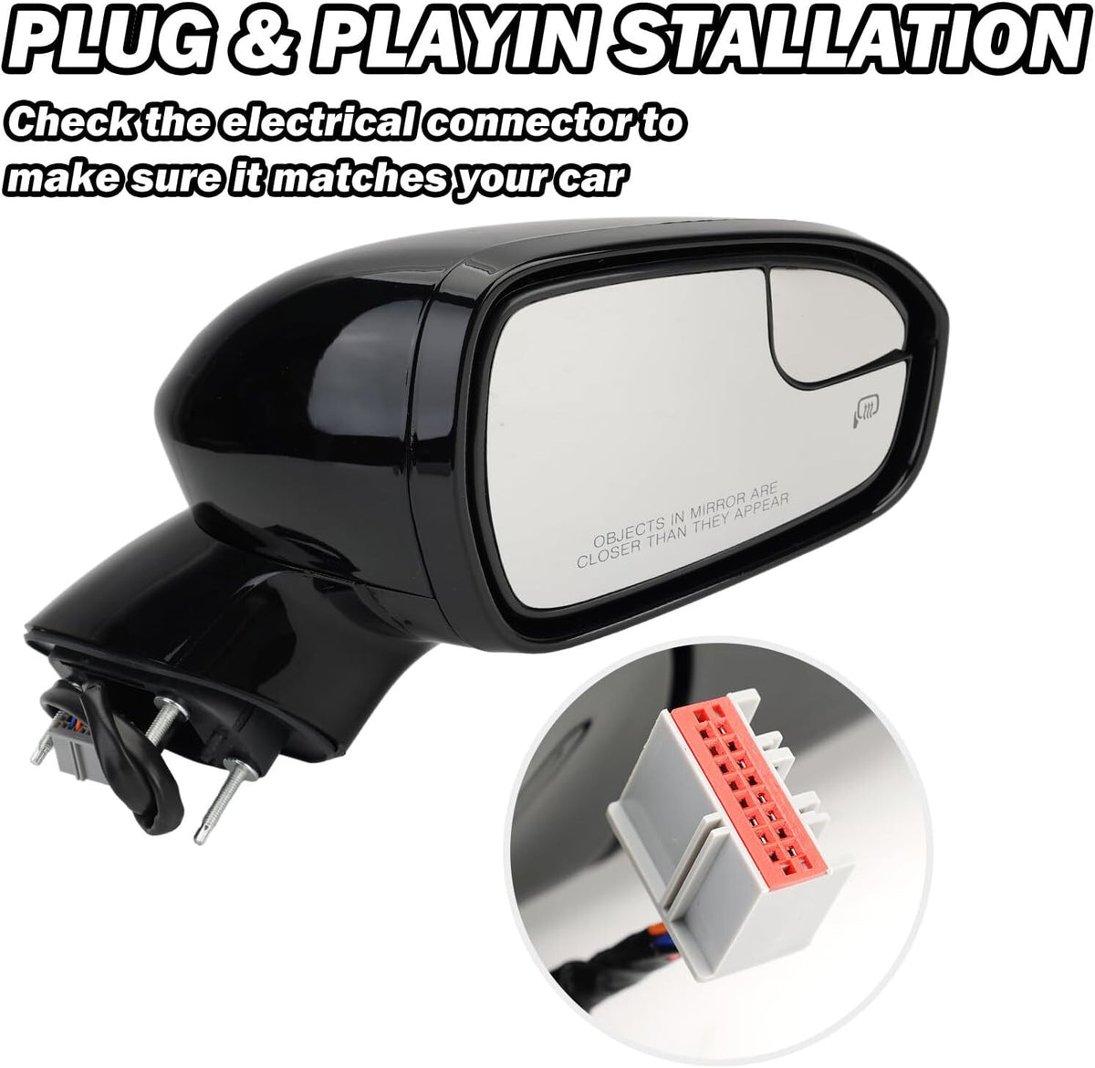 Passenger Side Mirror for 2013-2016 Ford Fusion Sedan S SE SE Hybrid 7Pins