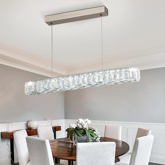 Crystal Chandelier Modern Pendant Light Dining Room Fixture Cool White 6500K