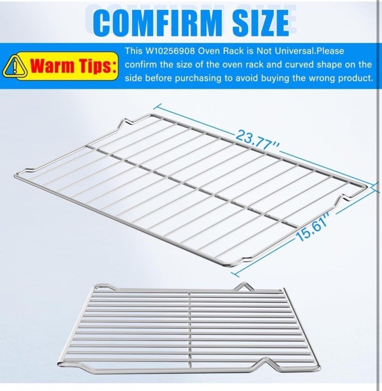 2Pcs Range Oven Racks W10256908 Whirlpool/KitchenAid/Roper/Maytag/Kenmore