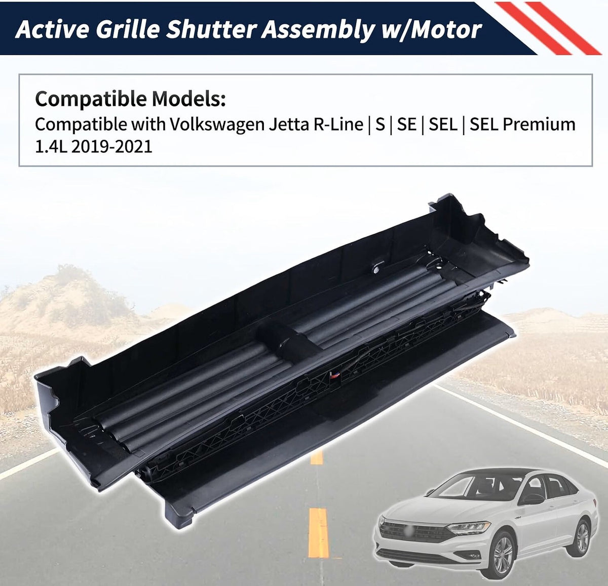 Active Grille Shutter w/ Motor Assy for Volkswagen Jetta 2019-2021 with Motor