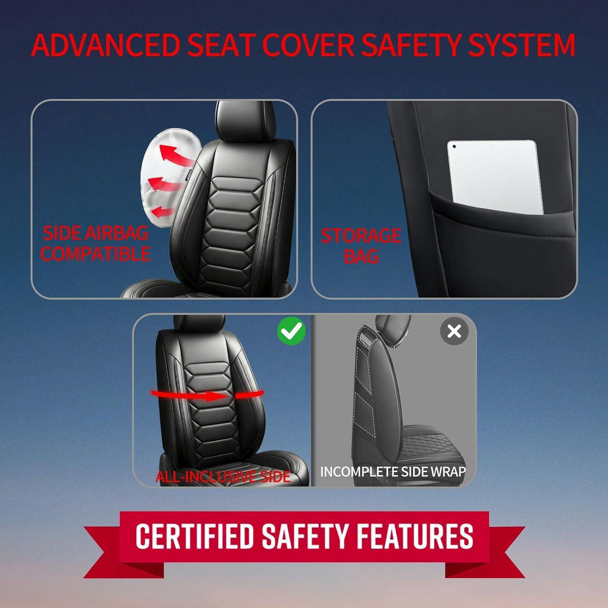 Car Seat Covers 5-Seat For Jeep Liberty 2002-2012 PU Leather Cushion Set