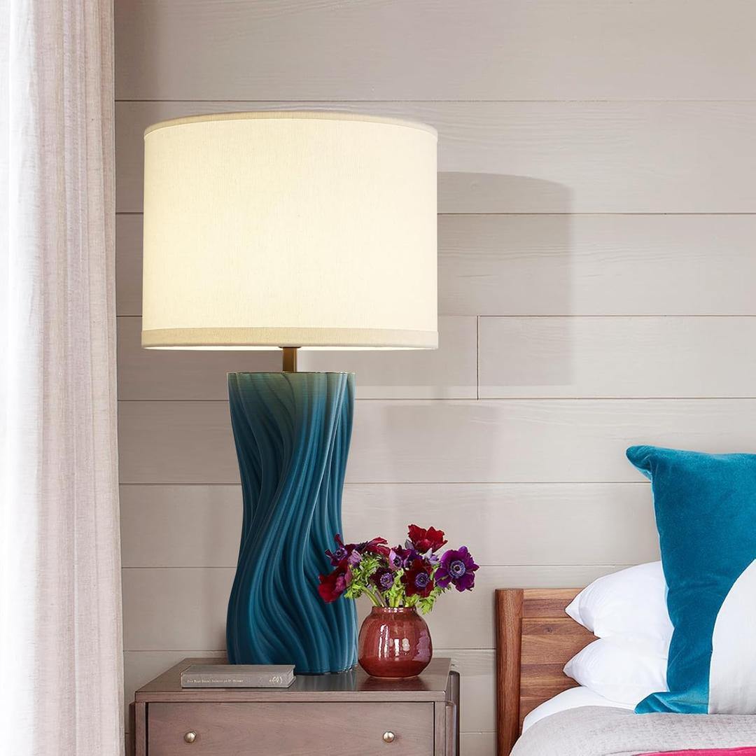 Modern Large Ceramic Table Lamps 21.5",  Plug in Table Lamp Decorative