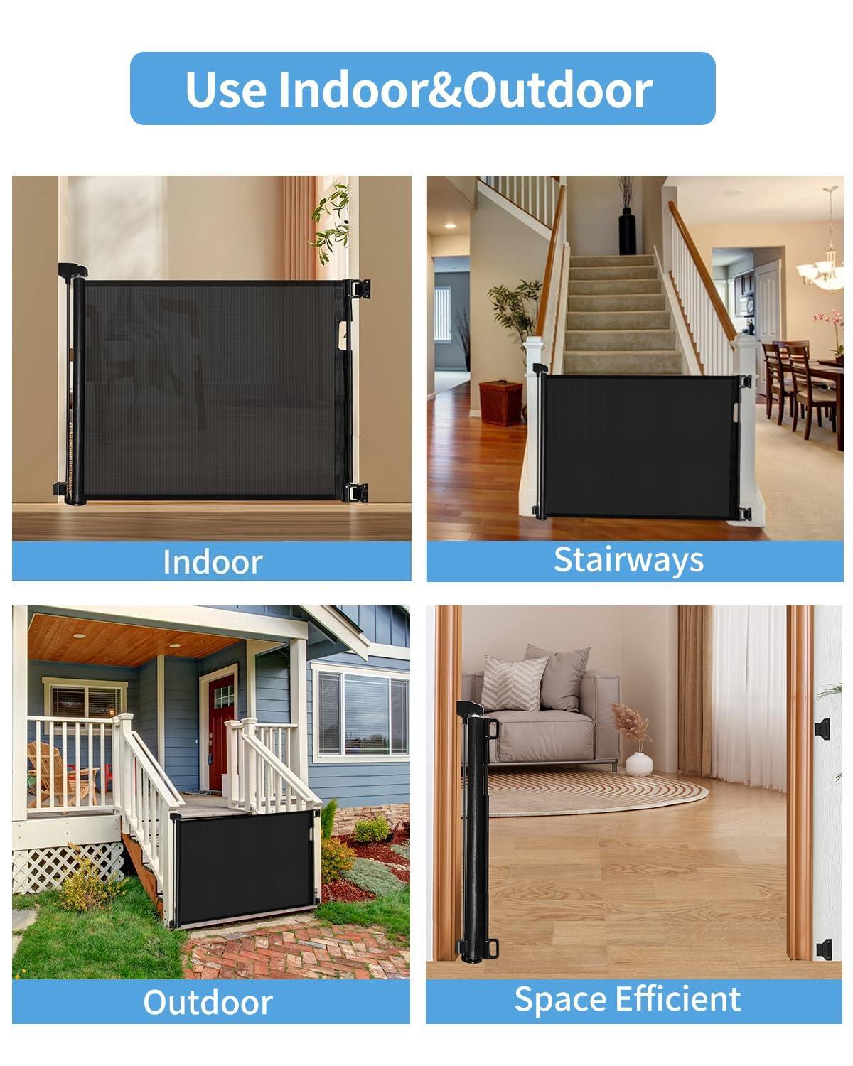 Veraste (2 Pack) Retractable Baby Gate for Doorways and Stairs, Mesh Safety Gate