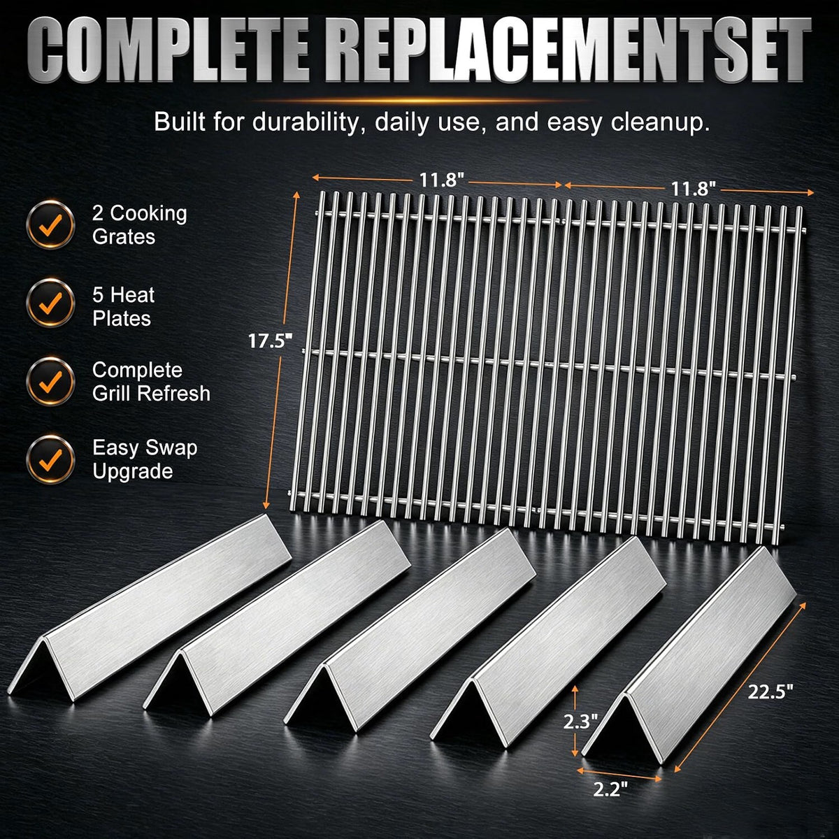 QuliMetal 7525 Grill Grates 7537 Flavorizer Bars Weber Genesis Spirit