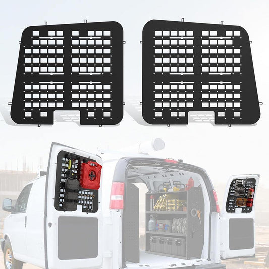 MELIPRON Rear Door Window Security Screens Chevy Express GMC Savana Steel