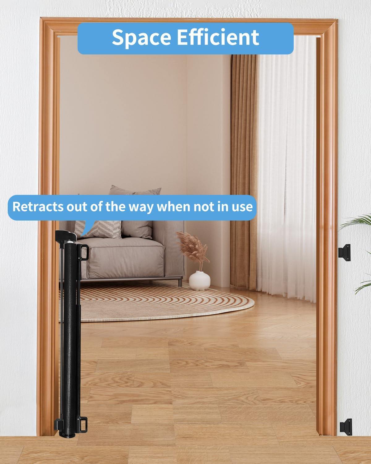 Veraste (2 Pack) Retractable Baby Gate for Doorways and Stairs, Mesh Safety Gate