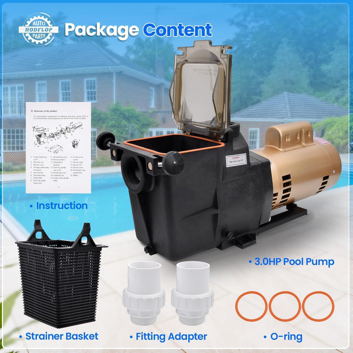 SP2610X15 SP2615X20 In-Ground Pool Pump 3HP 115/230V Single Speed 2" Inlet