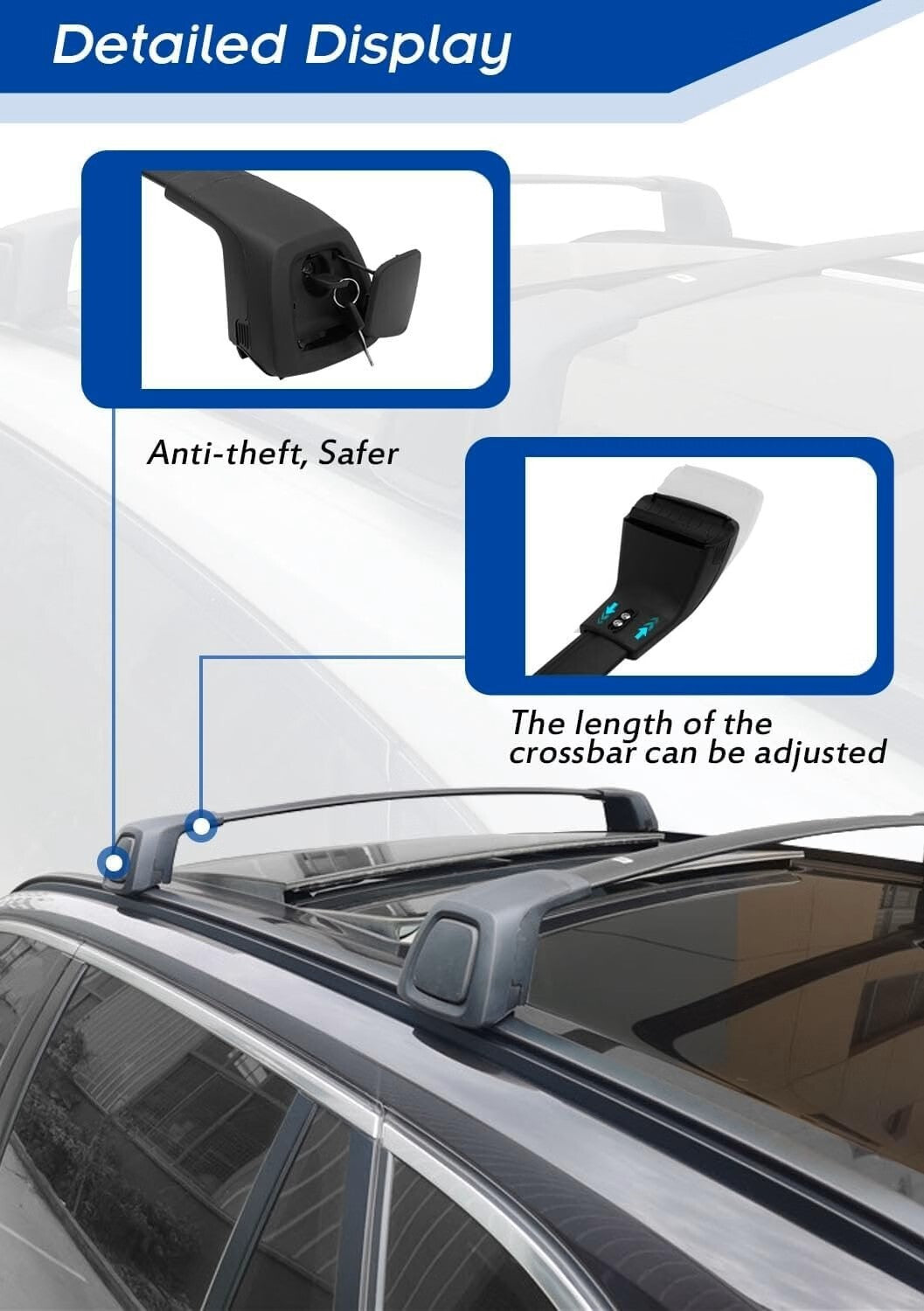 Black Lockable Roof Rack Cross Bars for Audi Q3 2019-2025 Hidden Design